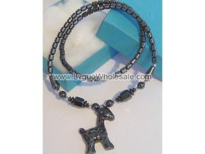 Hematite Stone Giraffe Pendant Chain Choker Fashion Necklace
